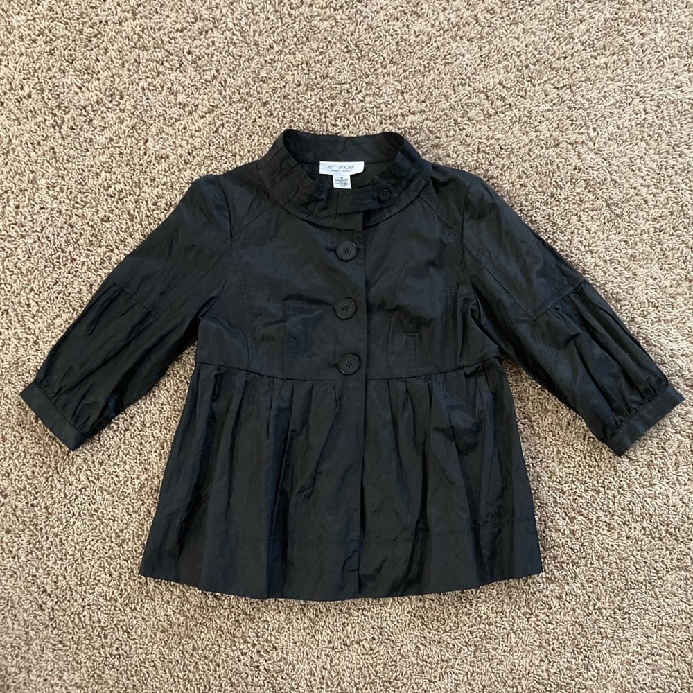 Emanuel Ungaro Size 4 Black Jacket Puff Sleeves